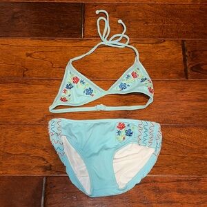 Billabong Kids Bikini - Aqua with Floral Embroidery